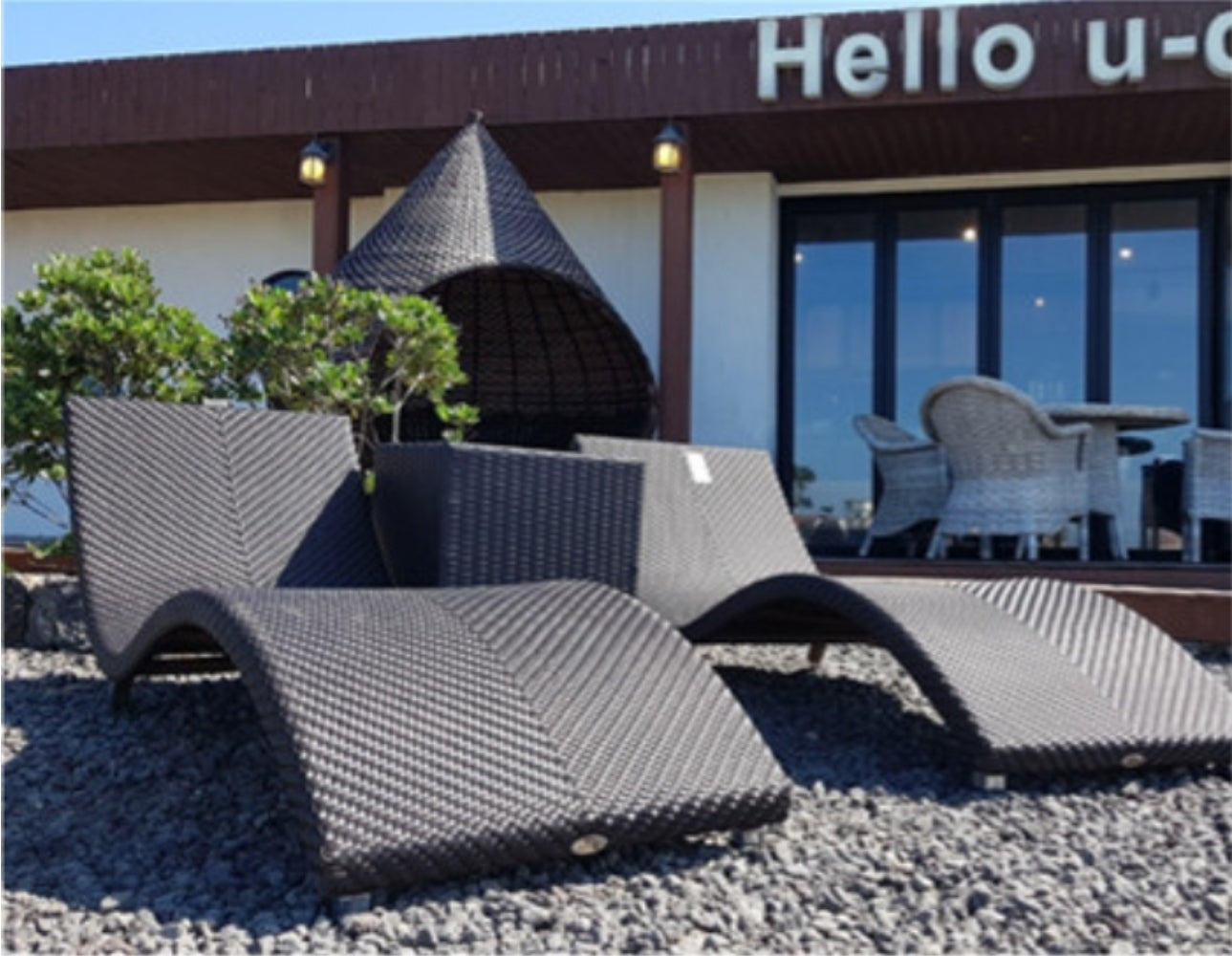 outdoor hv sunbed made of fibers black