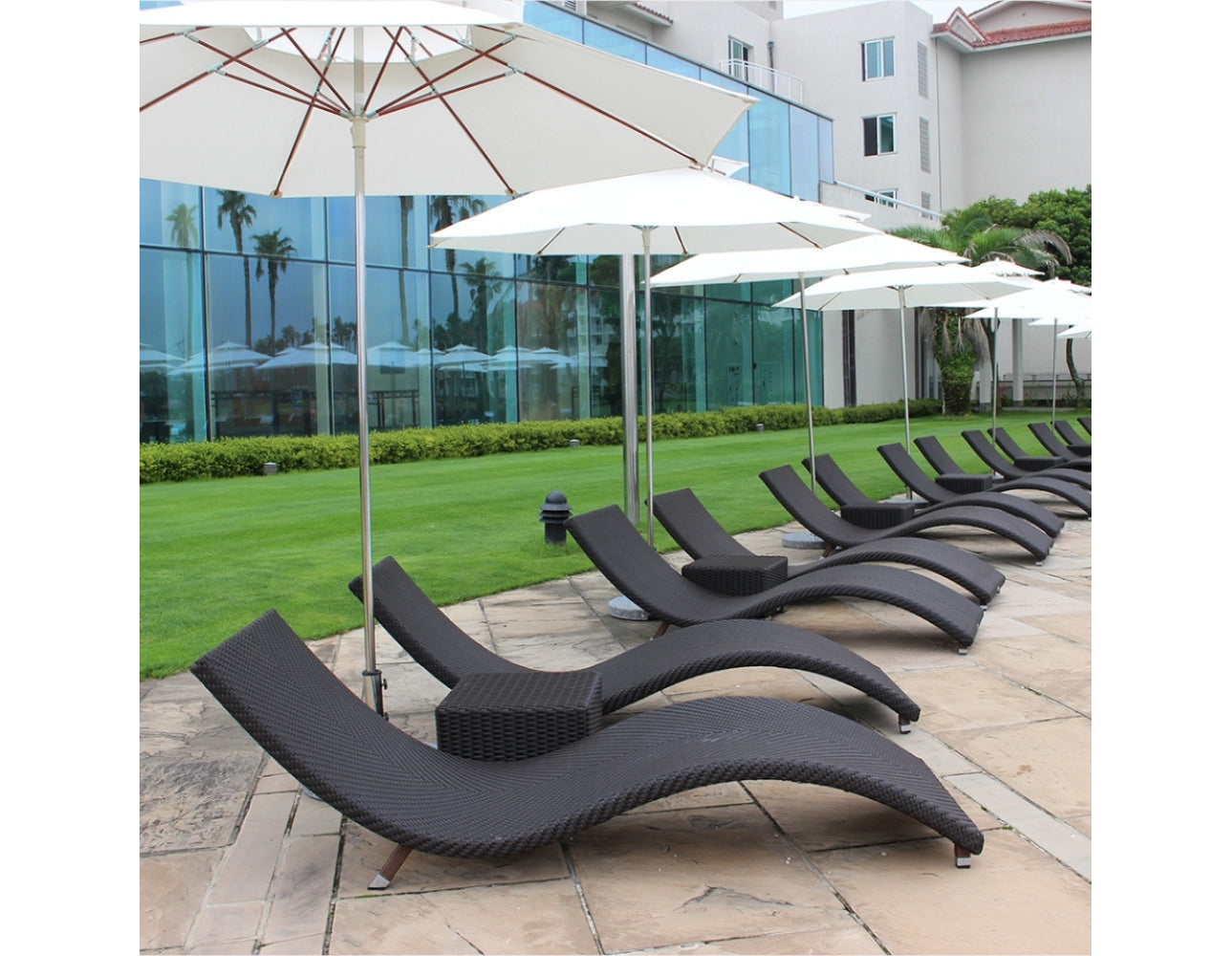 outdoor hv sunbed made of fibers black